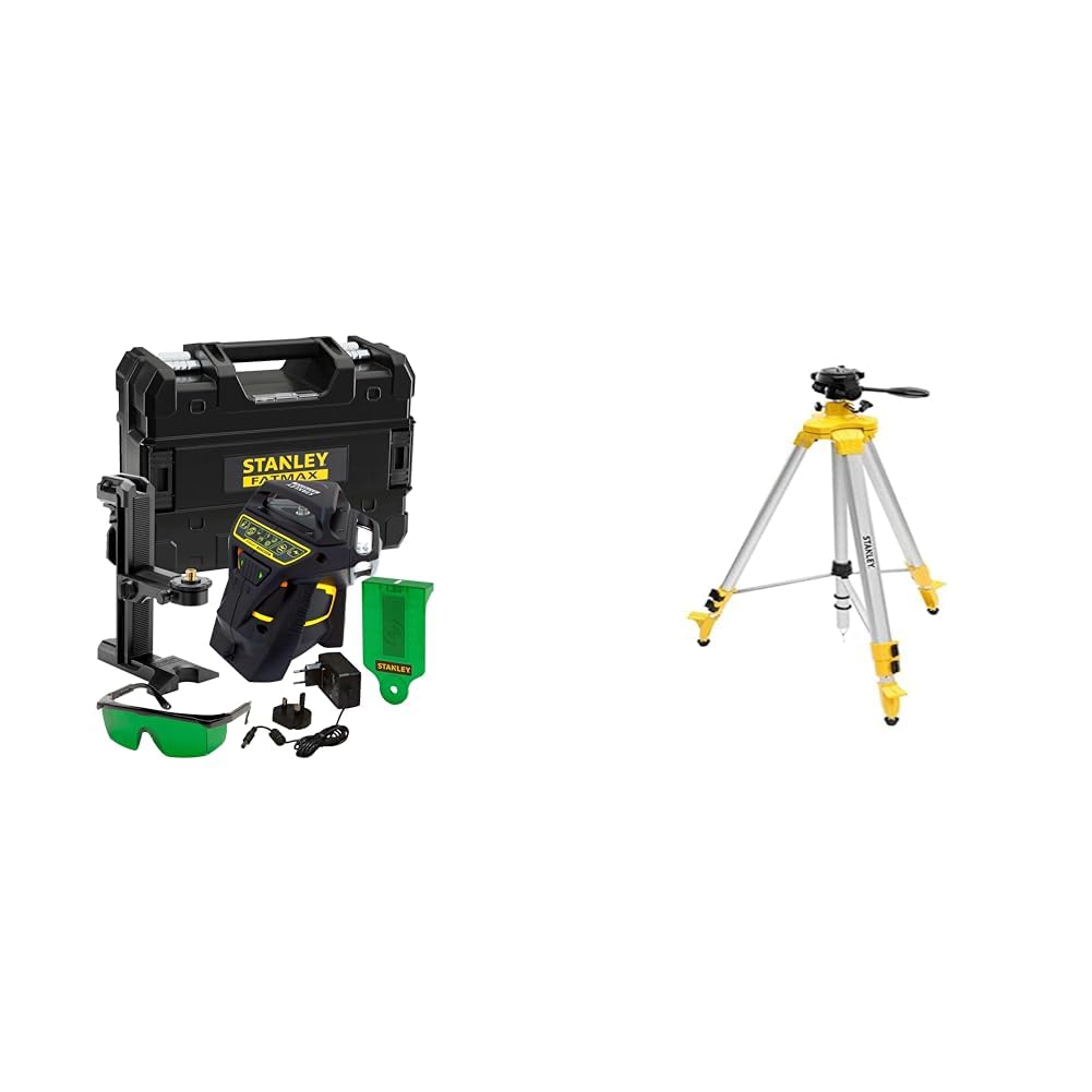 Stanley x3G Niveau Laser multilignes 360° (Li-Ion) Gamme Fatmax- FMHT1-77356 & - TREPIED ALUMINIUM A COLONNE TETE PIVOTANTE - 97 A 250 CM - STHT77643-1