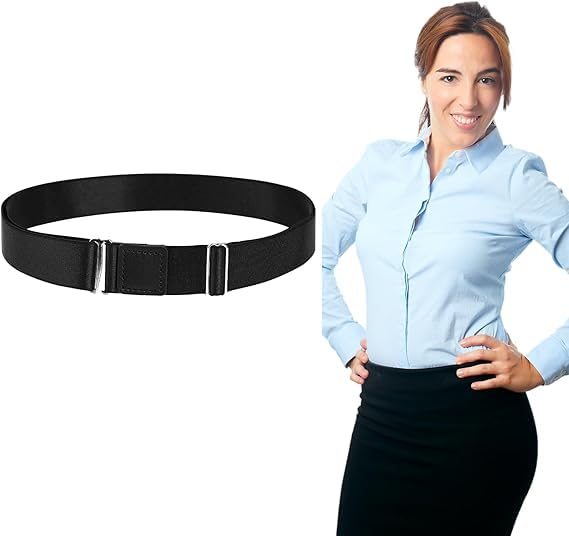 ABDobariya Men's Shirt Tucker Belt, Adjustable Elastic Stay Belt for Perfect Tucked Look (Black)