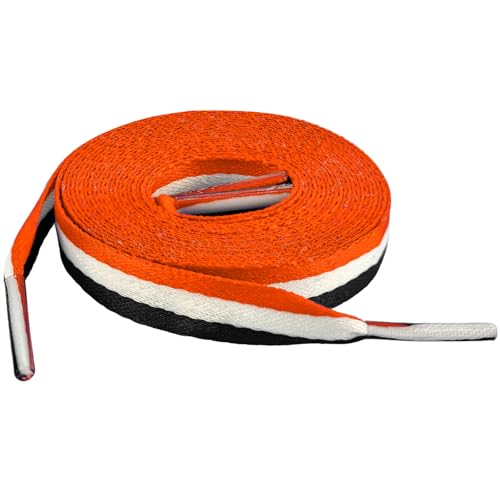 Lacesgian 13/32�C���` �t���b�g �N�₩�ȃ��C�h�u���b�N�J���[ �X�g���C�v �C�Ђ� �X�j�[�J�[�A�X�|�[�c�A�J�W���A��&�t�@�b�V�����V���[�Y�p, �u���b�N�A�z���C�g�A�I�����W�B, 39"/100cm