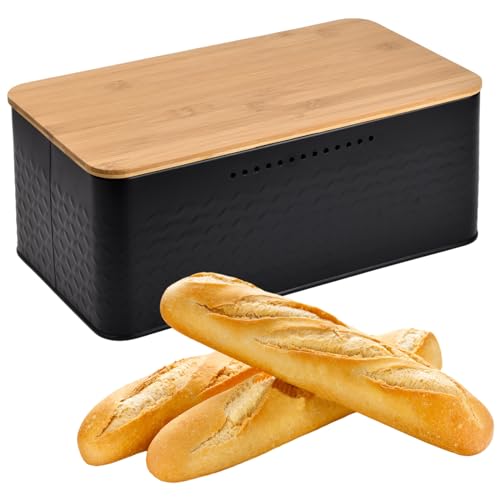Boîte à Pain Vintage Navaris - Pour Baguettes, Croissants, Pain De Mie, Déco Cuisine