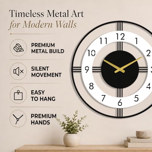 Image of Auromin Unique Wall Clock for Living Room Stylish | Big Size Modern Style Decorative Wall Watch for Home, Hall, Bedroom & Office | Premium Fancy Wall Clock for Living Room Wall Decor