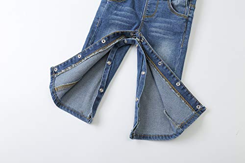 KIDSCOOL SPACE Baby Boy Girl Jean Overalls,Toddler Slim Cute Denim Dungaree,Blue,6-9 Months - Thumbnail 7