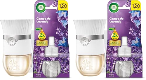 Air Wick Ambientador Eléctrico - Aparato difusor inteligente con tecnología Anti-Fading y Recambio con aroma a Lavanda, infusionado con 2 veces más aceites esenciales (Paquete de 2)