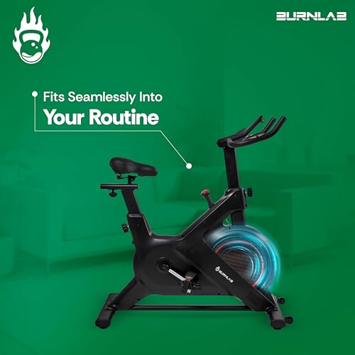 Image of Burnlab Ride Max Spin Bike|6KG Heavy-duty Flywheel | LED Screen Display | Adjustable Resistance & Heart Rate Sensor| Steel Frame |Max Weight Capacity: 120 kg | Quiet Belt-Driven System| Home Workout & Cardio| DIY Installation
