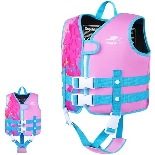 Gogokids Swim Vest for Toddler & Kid 1-2-3-4-5, Adjustable Buoyancy Swimming Vest for Kid Learn to Swim, Toddler Floaty with Removeable Floats and Dual Safety Straps Buoyancy Aid for Pool Beach Puddle by Gogokids - Used condition - US$16.07