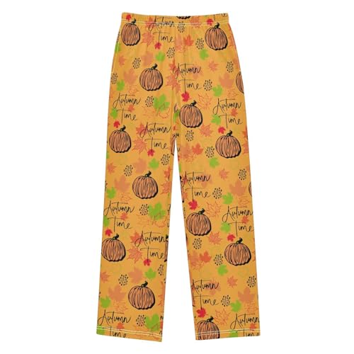 Autumn Time Pumpkin Boys Long Pants Soft Trousers Elastic Waist Kids Lounge Bottoms with Pockets S-XL