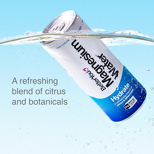 BetterYou Magnesium Mineral Water, Hydrate, Rapid Replenishment for Exercise Recovery and Stress Relief, Boosts Cellular Fuel, Magnesium Glycinate with Citrus and Botanicals, Pack of 12, 250 ml