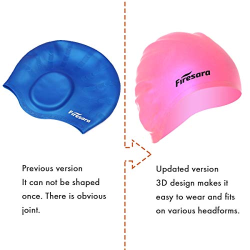 Swim Cap, Firesara Original Updated Swimming Cap 3D Ergonomic Design Comfortable Durable Ear Protection For Women Kids Adults Men Boys Girls For Long Or Short Hair With Nose Clip And Ear Plugs (Pink) #TOP2