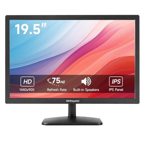 Image of OkVrxyztnl19.5 HD 1440x900 PC Monitor 75Hz Refresh Rate 5ms Built-in Speaker, HDMI x1, VGAx1 Mounting Suitable for laptops, Office Computers and desktops
