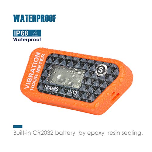 Compteur horaire sans fil auto-alimenté numérique Runleader, activation par vibration, minuterie de travail réinitialisable, arrêt du verrouillage de l'utilisateur, utilisation pour le(Orange) - Image 8