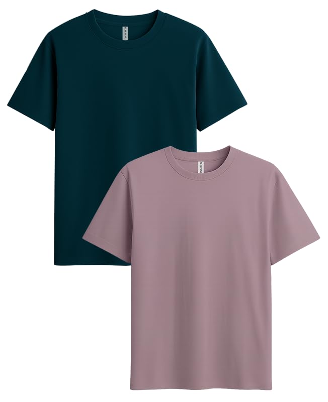 Image of Sleepynuts Women's S to 3XL Premium Half Sleeve Round Neck Plain Combed Cotton Tshirt Pack of 3 Loose Fit T-Shirts Combo