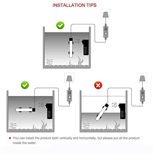 MQ Submersible Aquarium Heater Auto Thermostat, 200W Fish Tank Heater with LCD Digital Aquarium Thermometer, Shatter… - Image 8
