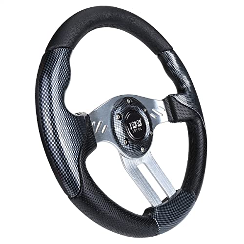 10L0L Golf Cart Steering Wheel, Universal Design Fit Ezgo Rxv & Txt, Club Car Ds, Club Car Precedent Tempo, Yamaha, Most Golf Cart (Style3 Gray) #TOP2