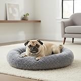 4L Textil Mia Orthopädisches Hundebett aus Bouclé Donut Hundekissen Abnehmbarer Waschbarer Bezug Gemütliches Modernes Hundebett für Kleine & Mittelgroße Hunde (Grau,Ø 70 cm)