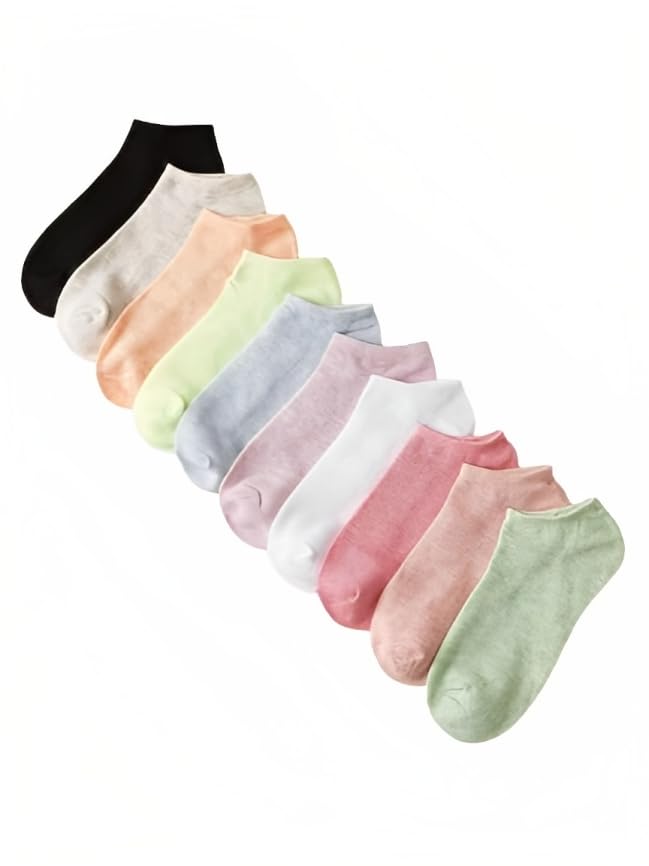 Women & Girls Ankle length Cotton Socks (Multicolor) Combo Pack of 10 Pairs
