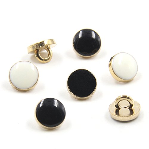 10 pcs Boutons ronds en métal brillant avec tige à trou unique pour chemisiers, pull ou blazer de femme, blanc, 9 mm Cover