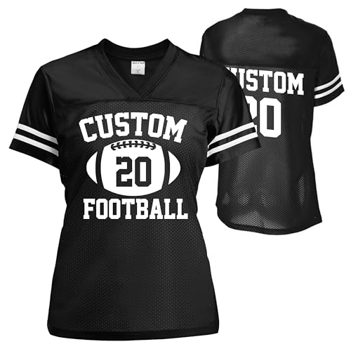 Custom Replica Football Jersey for Women Add Your Team Name and Number, V Neck Basketball Jersey Tee Shirts