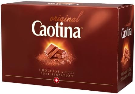 CAOTINA ORIGINAL Switzerland, 100 Packages with Each 15 Grams, Total 1.5 KILOGRAMS, Chocolate Suisse Pure Sensation