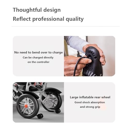 Silla de Ruedas eléctrica portátil, Plegable, Ligera y automática para Personas Mayores, con Motor de Alta Capacidad para facilitar el Transporte y el Almacenamiento.