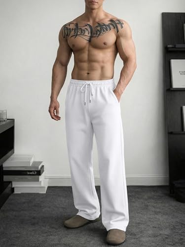 Image of JMIERR Men's Casual Baggy Pants Lightweight Wide Leg Lounge Travel Pants Streetwear with Pockets