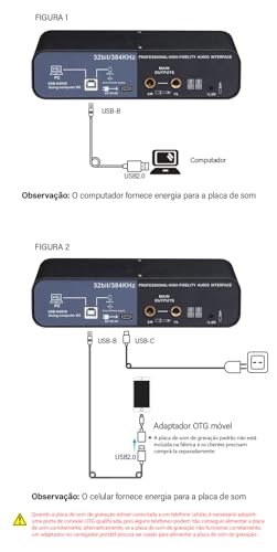 Interface de audio,placa de som profissional de canal USB 2.0 DC 5V de alta velocidade, função de mo