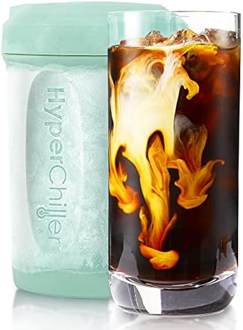 HyperChiller HC2M Patented Iced Coffee/Beverage Cooler, New, Improved,Stronger and More Durable! Ready in One Minute, Reusable for Iced Tea, Wine, Spirits, Alcohol, Juice, 12.5 Oz, Mint Blue