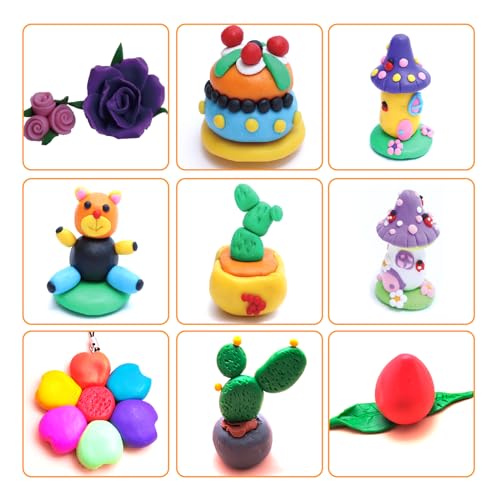 Polymer Clay 50 Colors, Artecho Oven Bake Clay for Kids, Sculpey Clay Kit with DIY Kits for Adults, Modeling Clay for Earring Makeing, Jewelry Making
