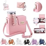 Stanley Cup Purse, Crossbody Bag with Water Bottle Holder, Adjustable Women Shoulder Strap for Stanley Cup Tumbler 40 oz (Pink)