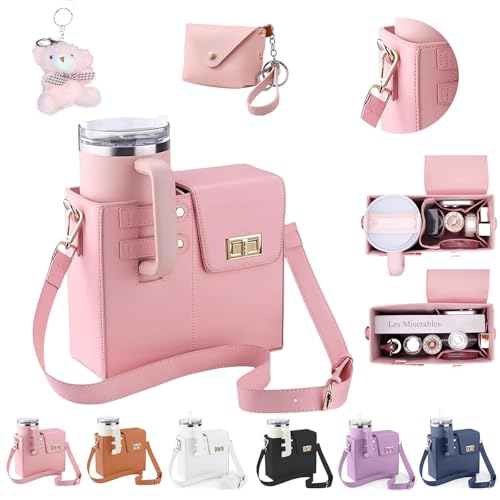 Stanley Cup Purse, Crossbody Stanley Bag with Water Bottle Holder, Adjustable Women Shoulder Strap