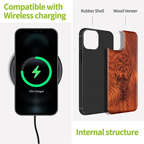 Coque antichoc iPhone 13 Mini compatible MagSafe bois TPU