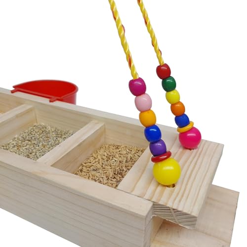 Image of Boltz Wooden Hanging Bird Feeder with Water Bowl - Dual-Function Seed & Water Tray, Eco-Friendly Rustic Design for Balcony, Garden & Outdoor Birdwatching (Multicolor, Feeder)