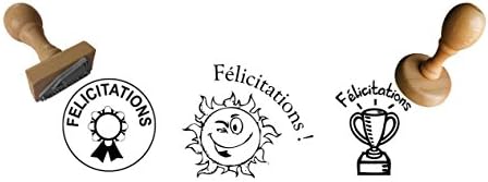 Lot De 4 Tampons En Bois My Mandarine Appréciations Scolaires : Félicitations, Avec Aide, Tu Progresses, Belle écriture