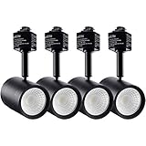 LEONLITE 4-Pack 8.5W (50W Eqv.) Integrated CRI90+ LED Black Track Light Head, Dimmable 38° Spotlight Track Light, 500lm Energy Star & ETL Listed, for Wall Art Exhibition Lighting, 2700K Soft White