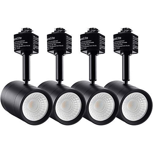 LEONLITE 4-Pack 8.5W (50W Eqv.) Integrated CRI90+ LED Black Track Light Head, Dimmable 38° Spotlight Track Light, 500lm Energy Star & ETL Listed, for Wall Art Exhibition Lighting, 2700K Soft White