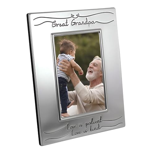 Haysom Interiors Beautiful Two Tone Silver Plated Great Grandpa 4" x 6" Picture Frame with Black Velvet | Unique and Thoughtful Gift Idea by Happy Homewares