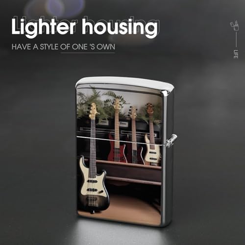 Funda metálica para encendedor con diseño de guitarra y bajo miniatura 4