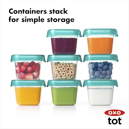 OXO Tot Baby Blocks Food Storage Containers, Teal, 6 oz by OXO Tot - Image 8