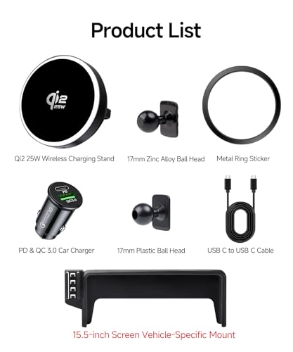 Qi2.2 25W Wireless Charger Car Phone Mount for Ford Mustang Mach-E 2021-26 by MaserWeller - Image 17