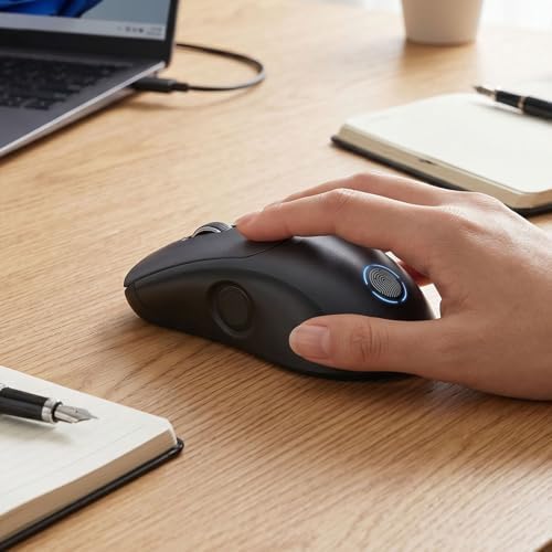 ASHATA 2026New Wireless Mouse with USB Fingerprint Reader, 2.4G BT5.0 Rechargeable 1000/1600/2400 DPI Computer Mouse Support for Hello Function, for PC Laptop Computers — view 6