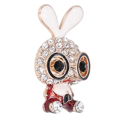Zynphancer ヘアピン飾り ファッションブローチ ウサギ ラインストーンチャーム ? 衣類や靴、スーツケースなどに取り付け可能な軽量ポータブル装飾パーツ (レッド)