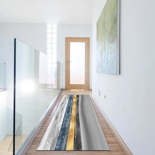 Alfombra de pasillo lavable de 120 x 180 cm gris para pasillos largos 6