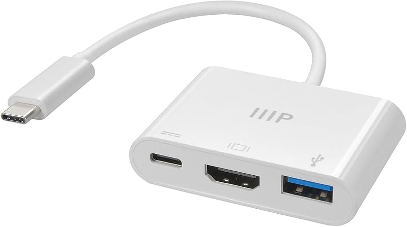 3-in-1 USB-C to HDMI Multiport Adapter - Compact and Portable, True Plug-n-Play, Compatible with USB C Laptops and Other Type C Devices, Supports Windows and MacOS, for Home and Office