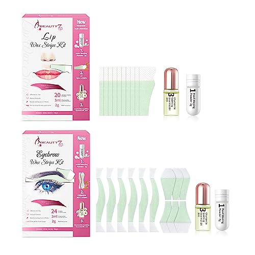 Bandas de Cera Fría Depilatoria para Cejas + Labios, Fórmula de Cera para Pieles Sensibles, Pack de 44 Tiras con Polvo de Perla y Aceite Esencial de Camomila Beauty7