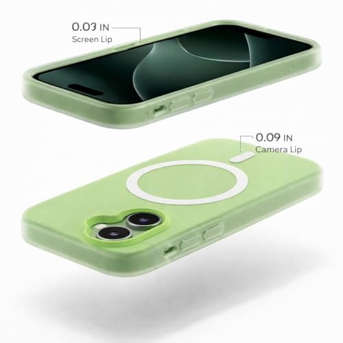 Image of Hupshy iPhone 16 Back Cover with Camera Protection Rings, Kickstand-Matte /Anti, Non-Slip, Camera Glass Protection,Transparent Shockproof Cover for iPhone 16 (Green)
