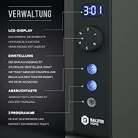 Balter Toaster 4 Scheiben, Langschlitz, Edelstahl, Brötchenaufsatz, LCD Display mit Restzeitanzeige, Auftaufunktion, Brotzentrierung, Krümelschublade, TS-04-LCD, Farbe: Grau – Ansicht 3