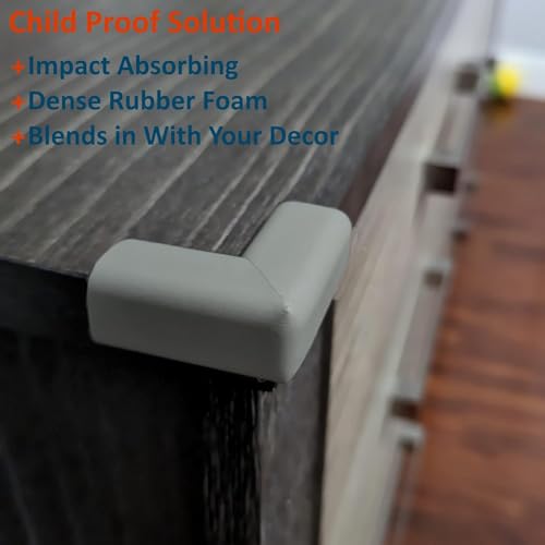 8-Pack Corner Protectors Baby Proof, Furniture Corner and Edge Safety Bumpers, Soft Rubber Foam Cushion Covers, 3M Taped Corner Guards, Baby Child Proofing Pads, Table Corner Protectors, Grey
