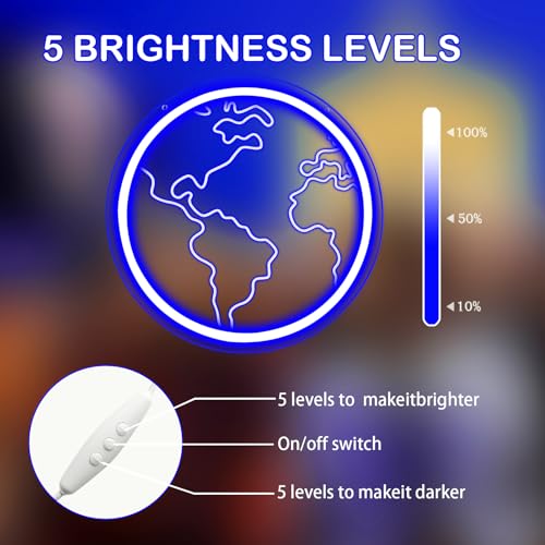 Image of Earth Neon Sign for Classroom Decor,Led Earth Neon Lights for Classroom Wall with Dimmable Switch for Children's Room,Perfect Space Gift for Kids, Earth & Science Day Decorations Gifts