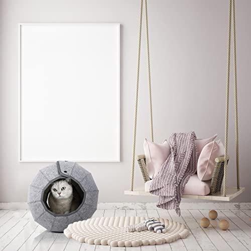 Amj K·1 Cute Shell Cat Bed House Indoor, Cat Toys Ball Interactive - Soft Cat Cave & Foldable Pet Tunnel Tube Condos, As A Multi-Function Fun Toy Bed For Puppy Dogs & Cats (White) #TOP6