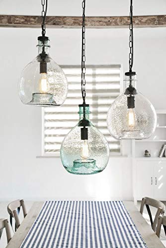 Preisvergleich Produktbild One Couture HANDGEFERTIGT Design PENDELLEUCHTE SCHWARZ Glas HÄNGELEUCHTE Lampe HÄNGELAMPE