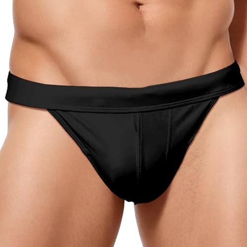 Panegy Bañador de Natación Hombre Briefs Traje de Baño Hombre Elastica Bikini Talle Bajo Slip Tanga G-String Elastane Bikini A-Negro Label Size M=EU S